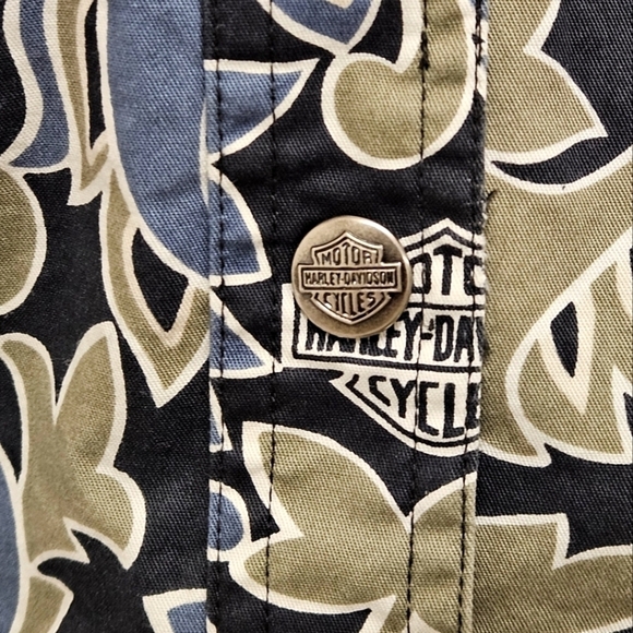 Harley Davidson Cotton Trucker Jacket in Blue and Green Paisley Size Small - Picture 4 of 9